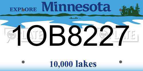 1OB8227 Minnesota License Plate