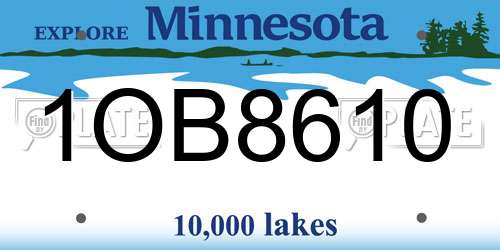 1OB8610 Minnesota License Plate