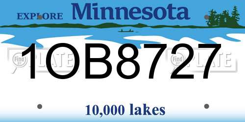 1OB8727 Minnesota License Plate