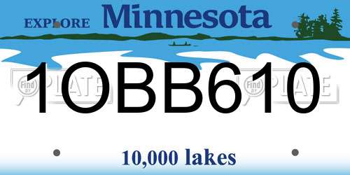 1OBB610 Minnesota License Plate