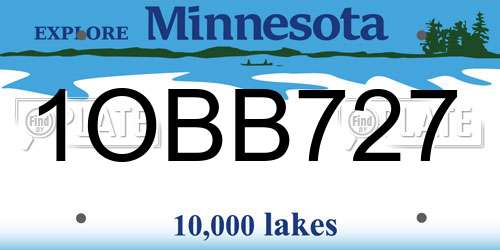 1OBB727 Minnesota License Plate