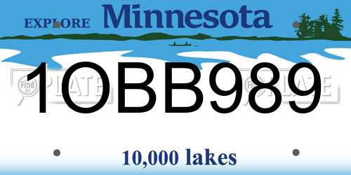 1OBB989 Minnesota License Plate