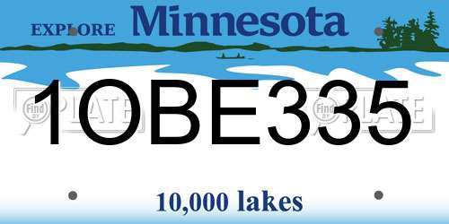 1OBE335 Minnesota License Plate
