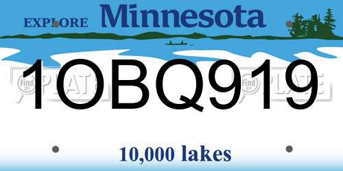 1OBQ919 Minnesota License Plate