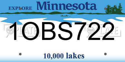 1OBS722 Minnesota License Plate