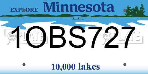 1OBS727 Minnesota License Plate