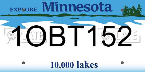 1OBT152 Minnesota License Plate