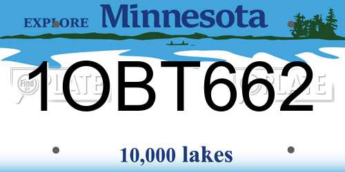 1OBT662 Minnesota License Plate