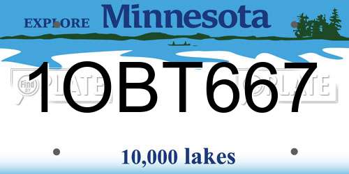 1OBT667 Minnesota License Plate