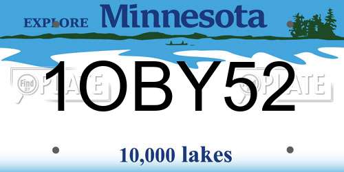 1OBY52 Minnesota License Plate