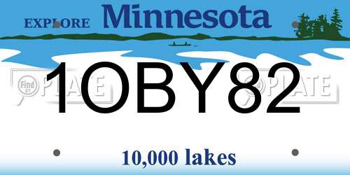1OBY82 Minnesota License Plate
