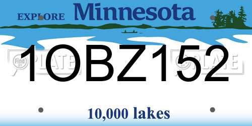 1OBZ152 Minnesota License Plate