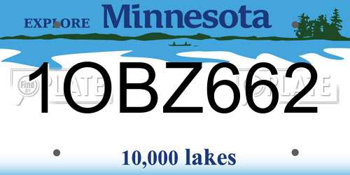 1OBZ662 Minnesota License Plate