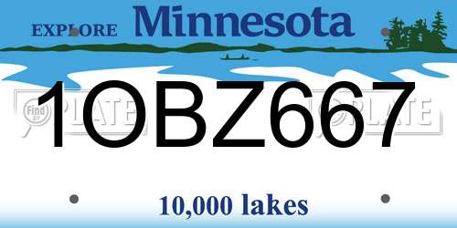 1OBZ667 Minnesota License Plate