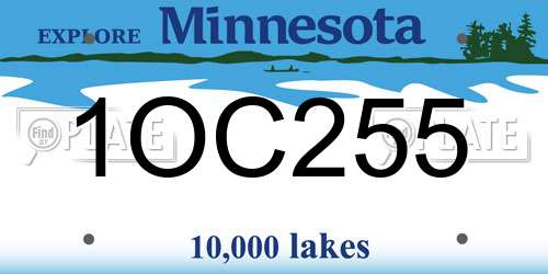1OC255 Minnesota License Plate