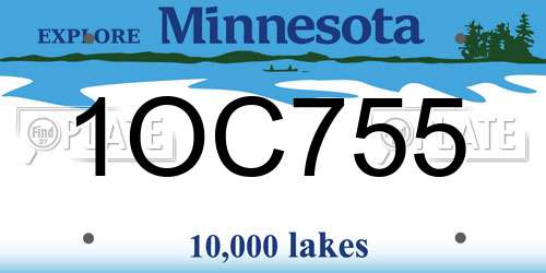 1OC755 Minnesota License Plate