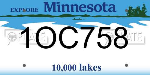 1OC758 Minnesota License Plate