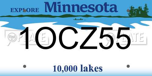 1OCZ55 Minnesota License Plate