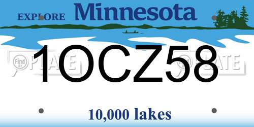1OCZ58 Minnesota License Plate