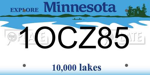 1OCZ85 Minnesota License Plate
