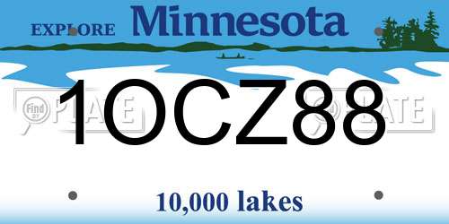 1OCZ88 Minnesota License Plate