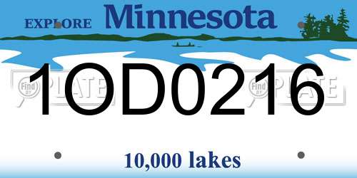 1OD0216 Minnesota License Plate