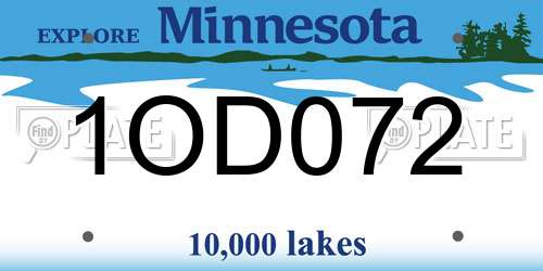1OD072 Minnesota License Plate