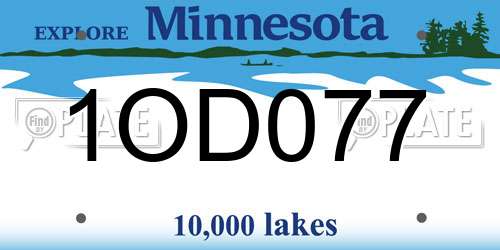 1OD077 Minnesota License Plate