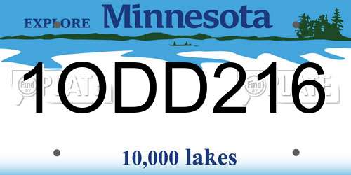 1ODD216 Minnesota License Plate