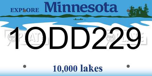 1ODD229 Minnesota License Plate