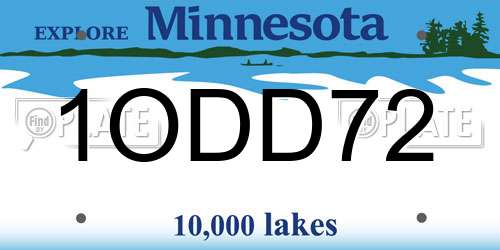1ODD72 Minnesota License Plate