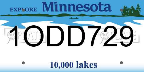 1ODD729 Minnesota License Plate