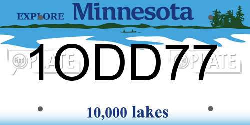 1ODD77 Minnesota License Plate