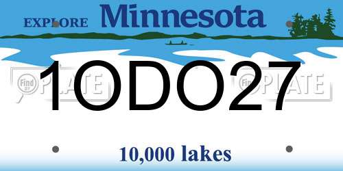 1ODO27 Minnesota License Plate