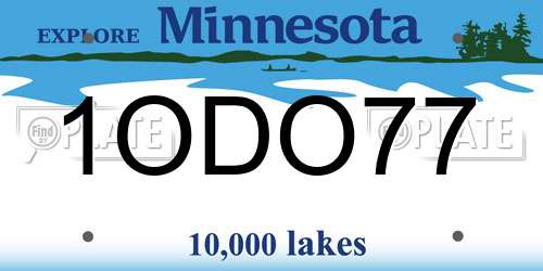 1ODO77 Minnesota License Plate