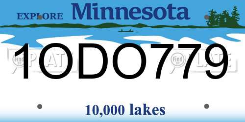 1ODO779 Minnesota License Plate