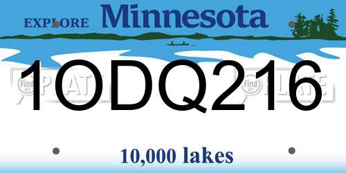 1ODQ216 Minnesota License Plate
