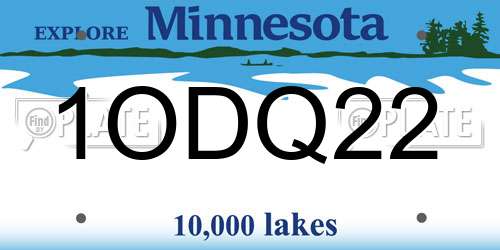 1ODQ22 Minnesota License Plate