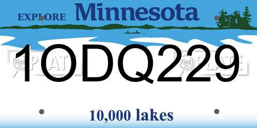 1ODQ229 Minnesota License Plate