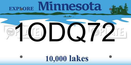 1ODQ72 Minnesota License Plate