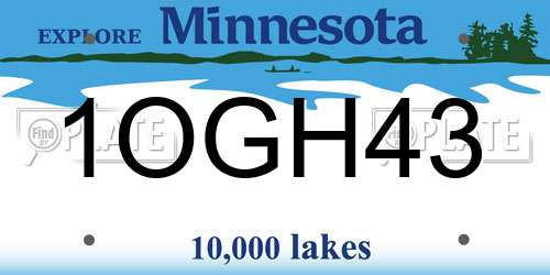 1OGH43 Minnesota License Plate