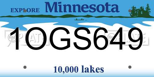 1OGS649 Minnesota License Plate
