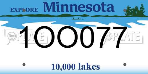 1OO077 Minnesota License Plate
