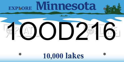 1OOD216 Minnesota License Plate