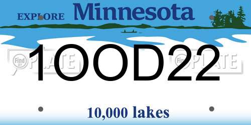 1OOD22 Minnesota License Plate