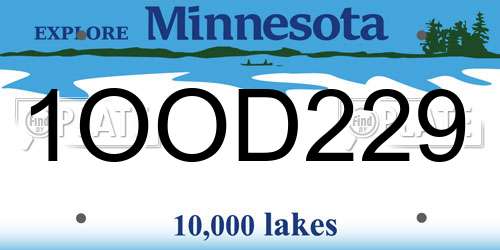 1OOD229 Minnesota License Plate