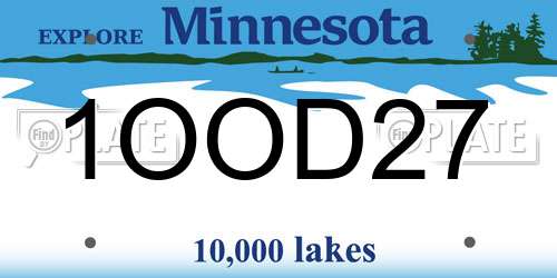 1OOD27 Minnesota License Plate