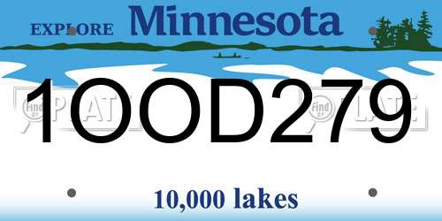 1OOD279 Minnesota License Plate