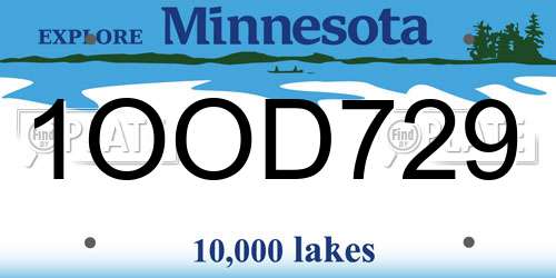 1OOD729 Minnesota License Plate