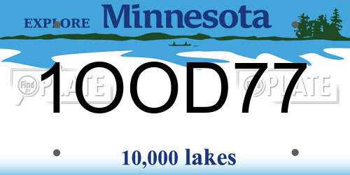 1OOD77 Minnesota License Plate